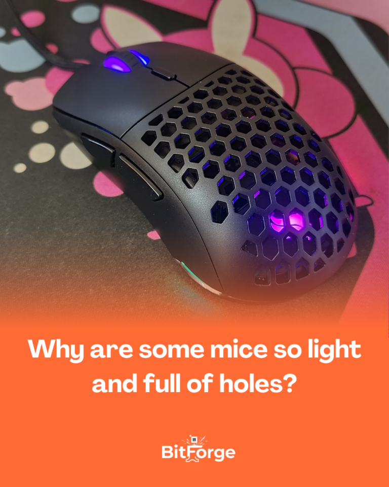 Lightweight mice with holes reduce weight, improving speed, precision, and comfort. They help minimize fatigue during long use and enhance overall control.