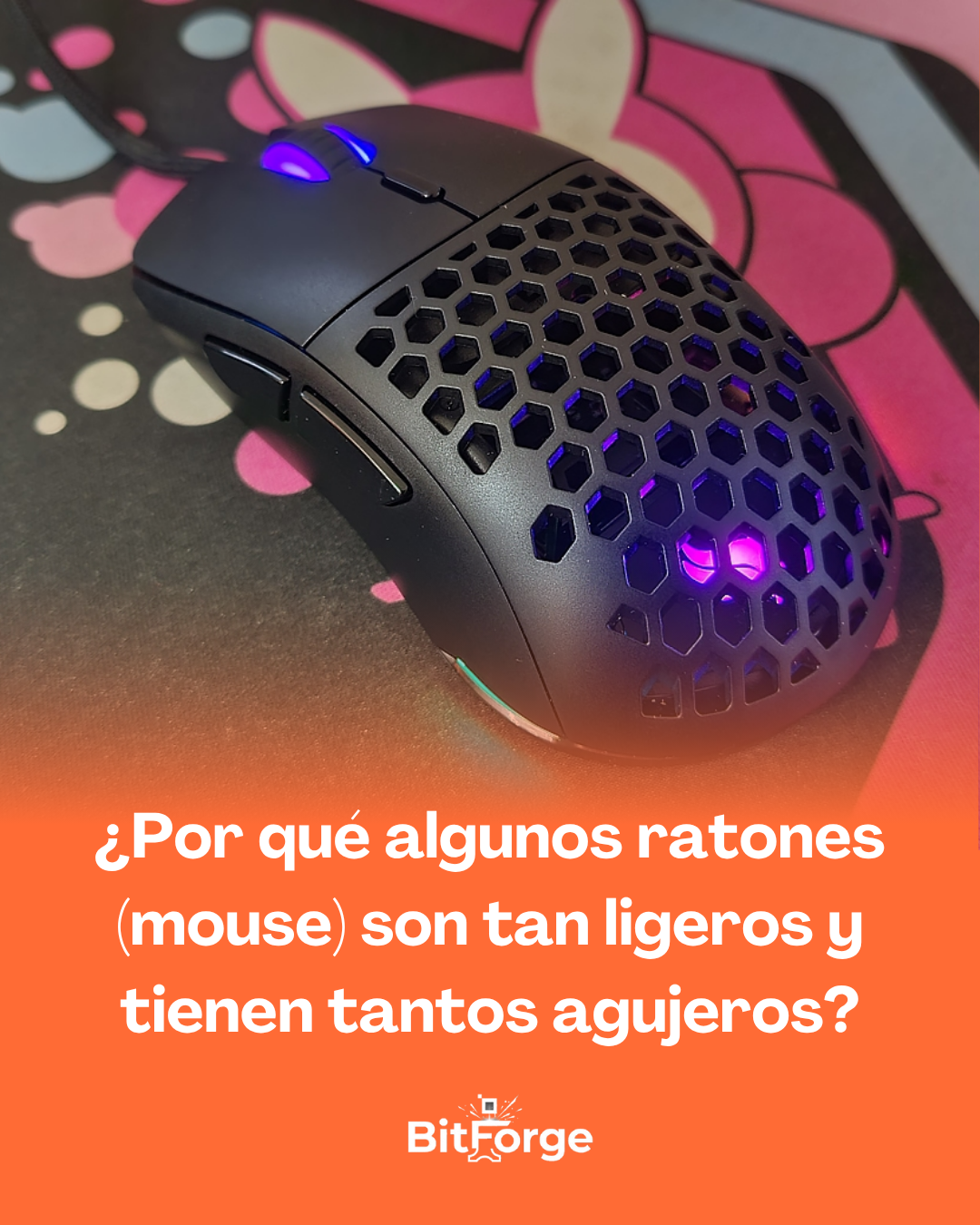Los mouse ligeros con agujeros reducen el peso, mejorando velocidad, precisión y comodidad. Ayudan a disminuir la fatiga y aumentan el control en uso prolongado.